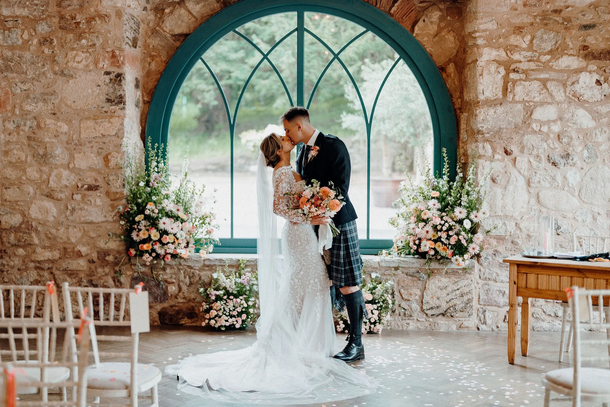 The Stables Gallery prepared for a ceremony at Broxmouth Courtyard.
