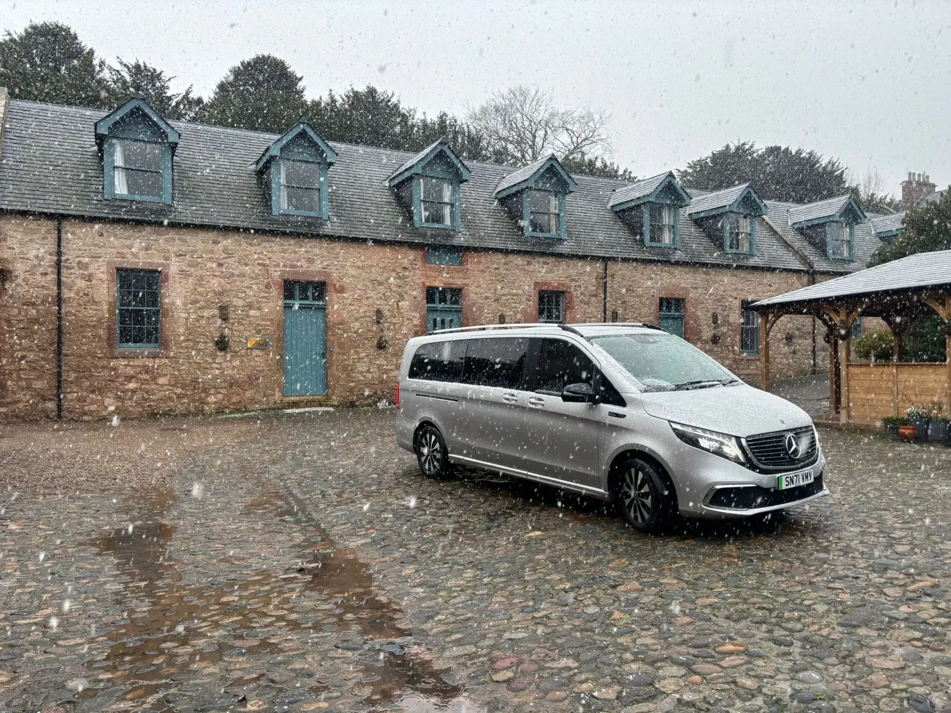 Broxmouth Courtyard electric passenger vehicle parked at the venue